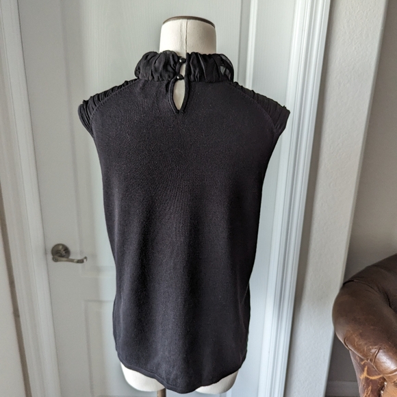 Sag Harbor Black Sleeveless Chiffon & Knit Mockneck Sweater - Picture 4 of 7
